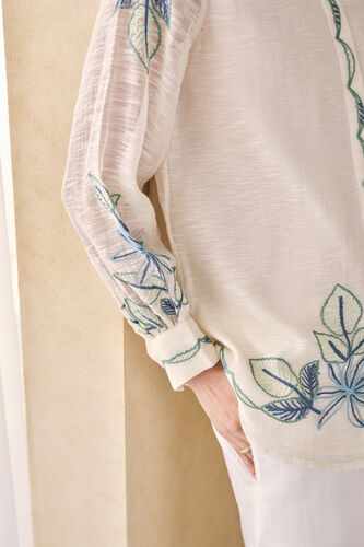 Ebonique Hand-embroidered SEWA Mul Top - Ivory, Ivory, image 7